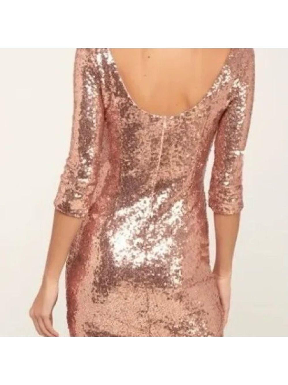 NWT Lulu's Delightful Ways Champagne Gold Sequin Dress Mini Prom Homecoming Club - Picture 6 of 15